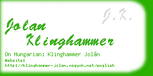 jolan klinghammer business card
