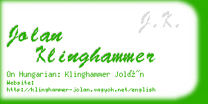 jolan klinghammer business card